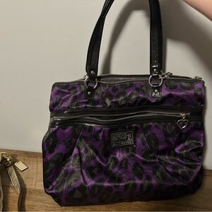 Purple and Black Leopard Print Women's Bag